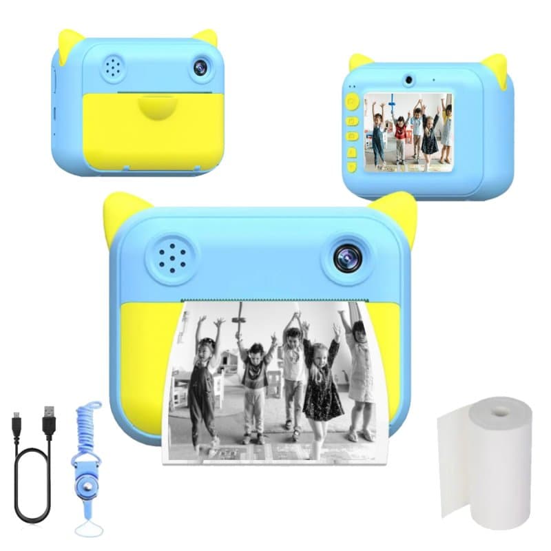 Cámara para Niños Digital de Impresión Instantánea sin Tinta en Papel Térmico Azul